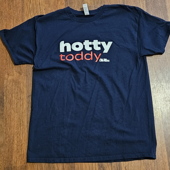 GILDAN mens hotty toddy ole miss College t-shirt SIZE LARGE COLOR BLUE  LL35 - Picture 1 of 14